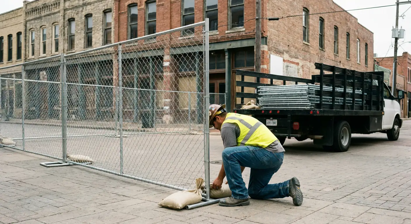 Temporary fence installation in Schenectady urban environment