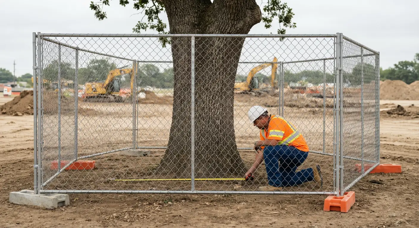 Tree protection zone fencing installation in Schenectady, NY