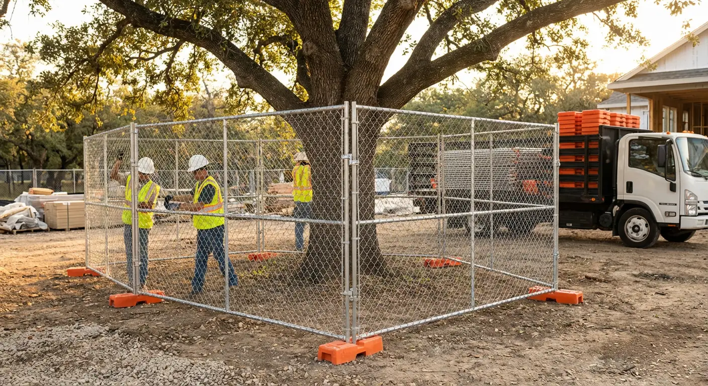 Tree protection zone fencing background in Schenectady, NY