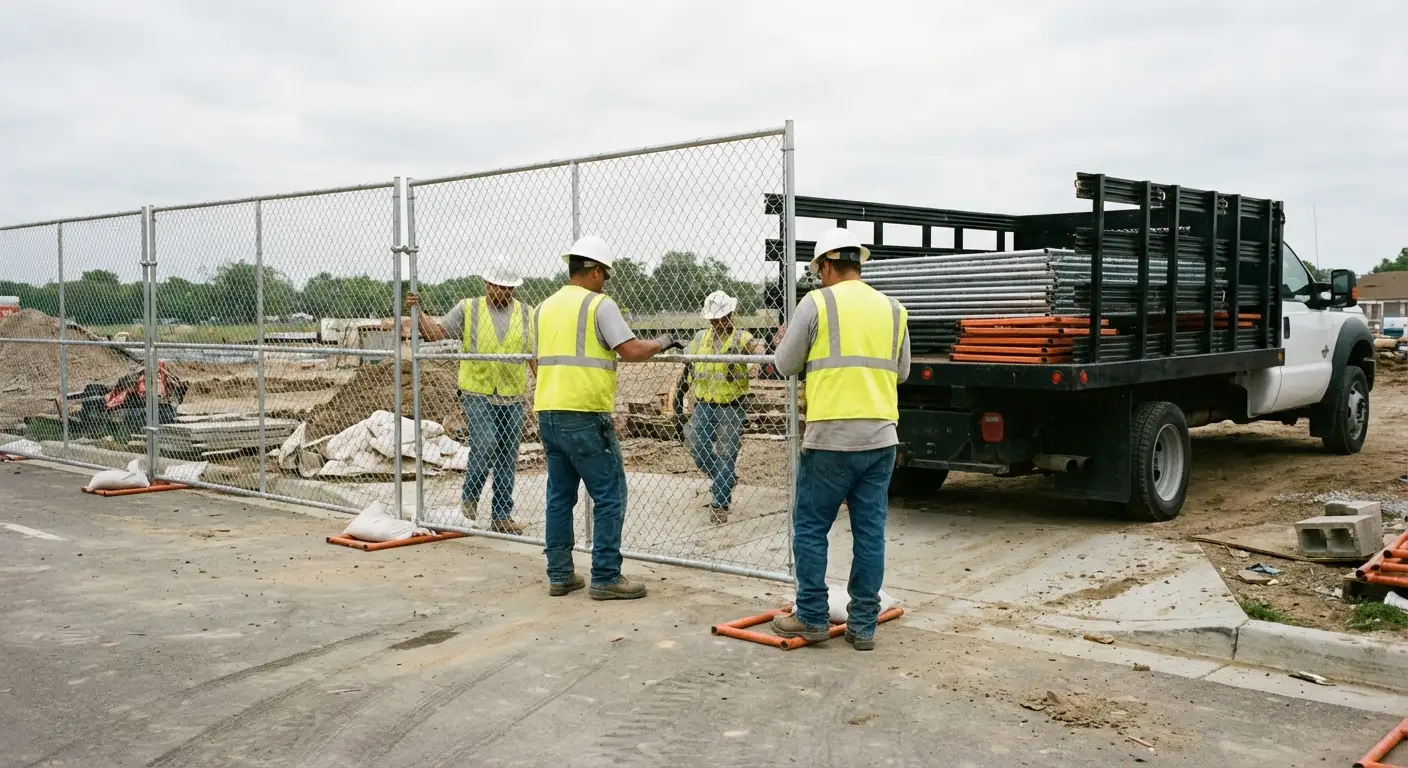 Electric City Temp Fence team securing a construction site perimeter in Schenectady, NY