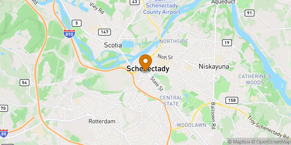 Downtown neighborhood map in Schenectady, NY
